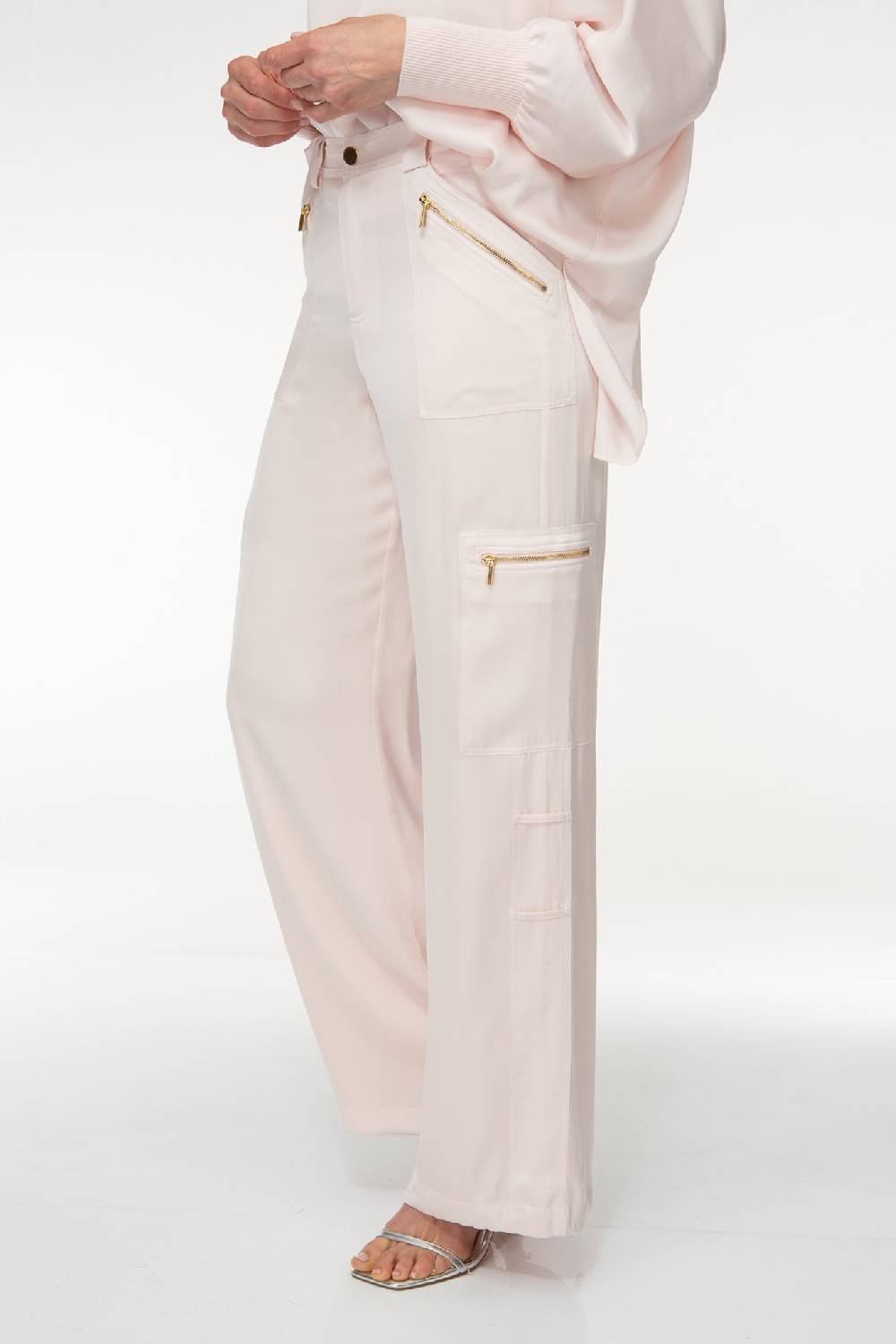 IVI GmbH SOLID SILK Seidenhose mit Cargo-Details rosé Verkauf