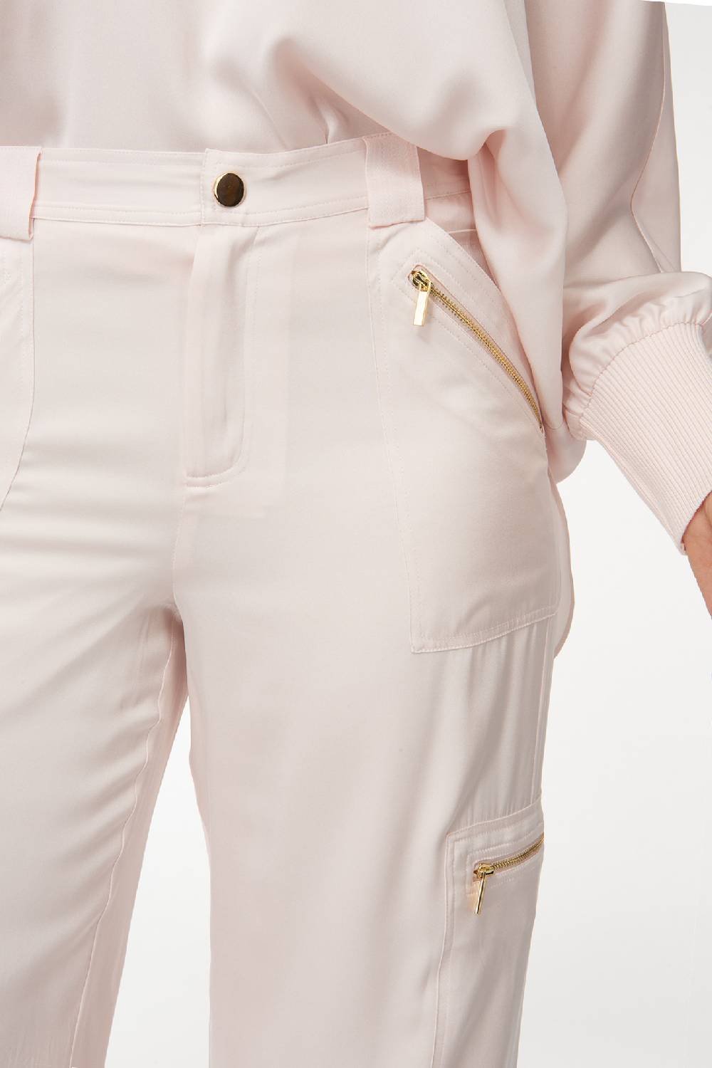 IVI GmbH SOLID SILK Seidenhose mit Cargo-Details rosé Verkauf