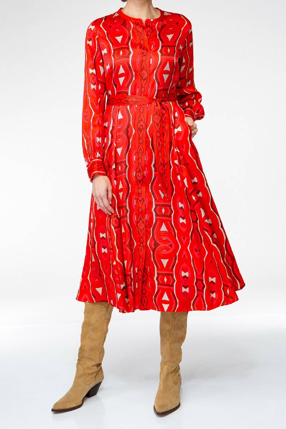 IVI GmbH GRACE Midi Kleid mit Print rot Günstiger Verkauf