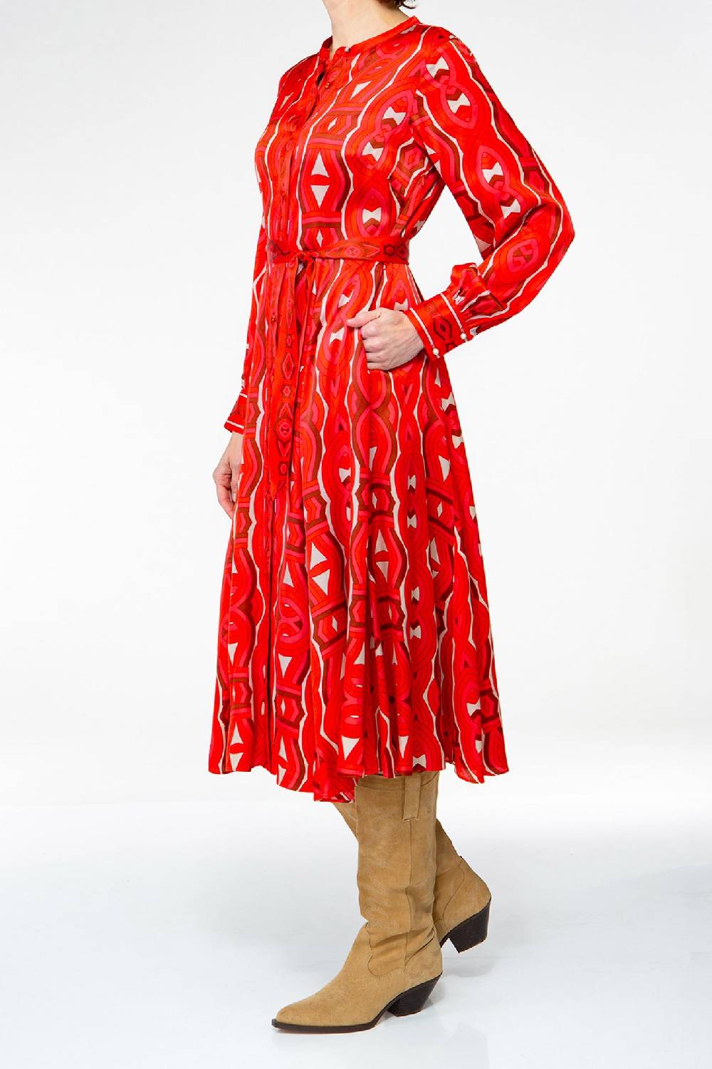 IVI GmbH GRACE Midi Kleid mit Print rot Günstiger Verkauf