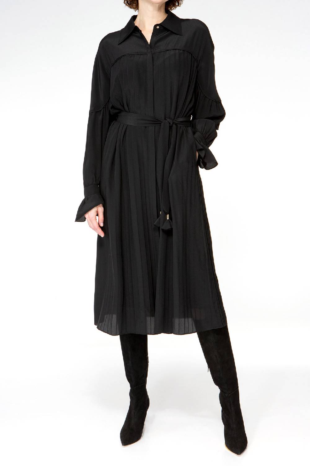 IVI GmbH FANCY Plissé Kleid aus Seiden-Georgette schwarz Auslauf