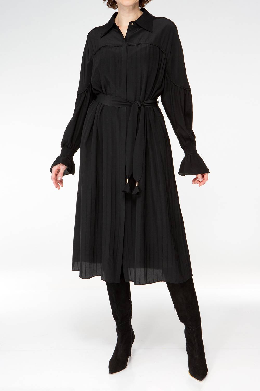 IVI GmbH FANCY Plissé Kleid aus Seiden-Georgette schwarz Auslauf