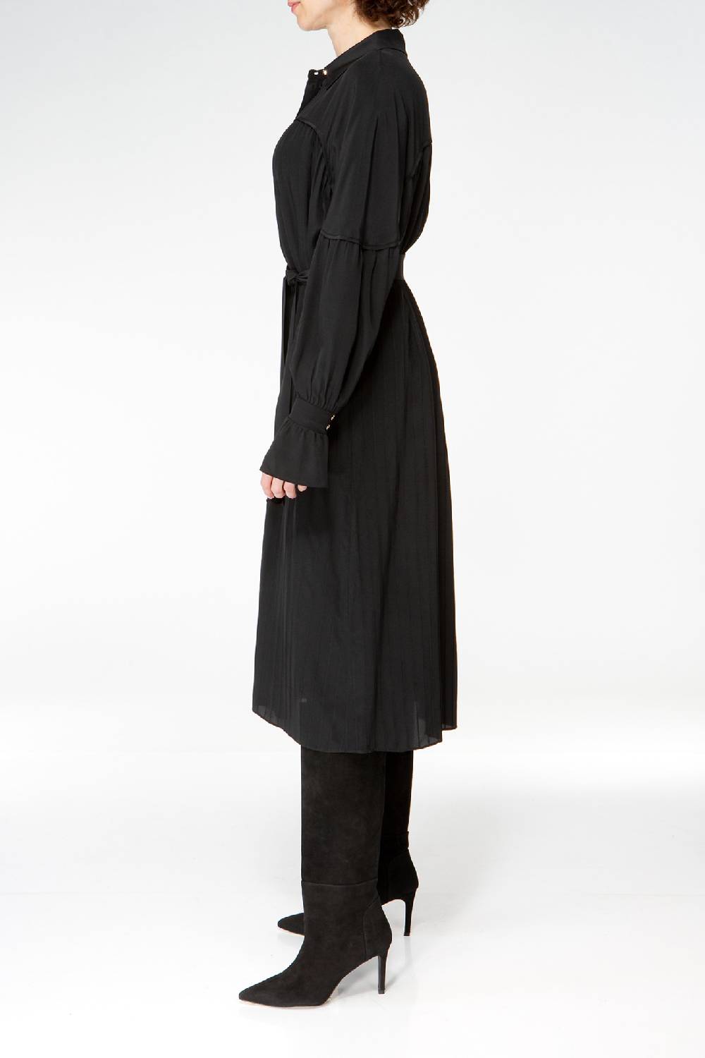 IVI GmbH FANCY Plissé Kleid aus Seiden-Georgette schwarz Auslauf