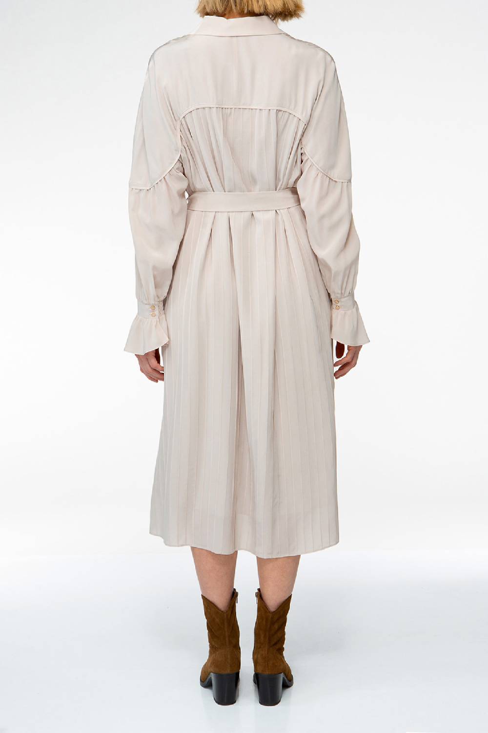 IVI GmbH FANCY Plissé Kleid aus Seiden-Georgette taupe Verkauf