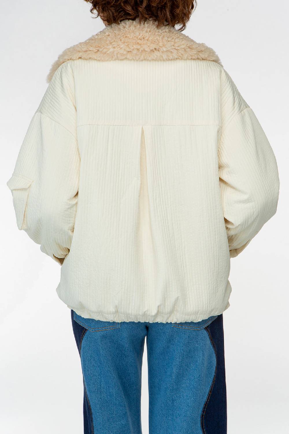 IVI GmbH OUTERWEAR Pilotenjacke mit Fake-Fur Kragen creme-weiß Schlussverkauf