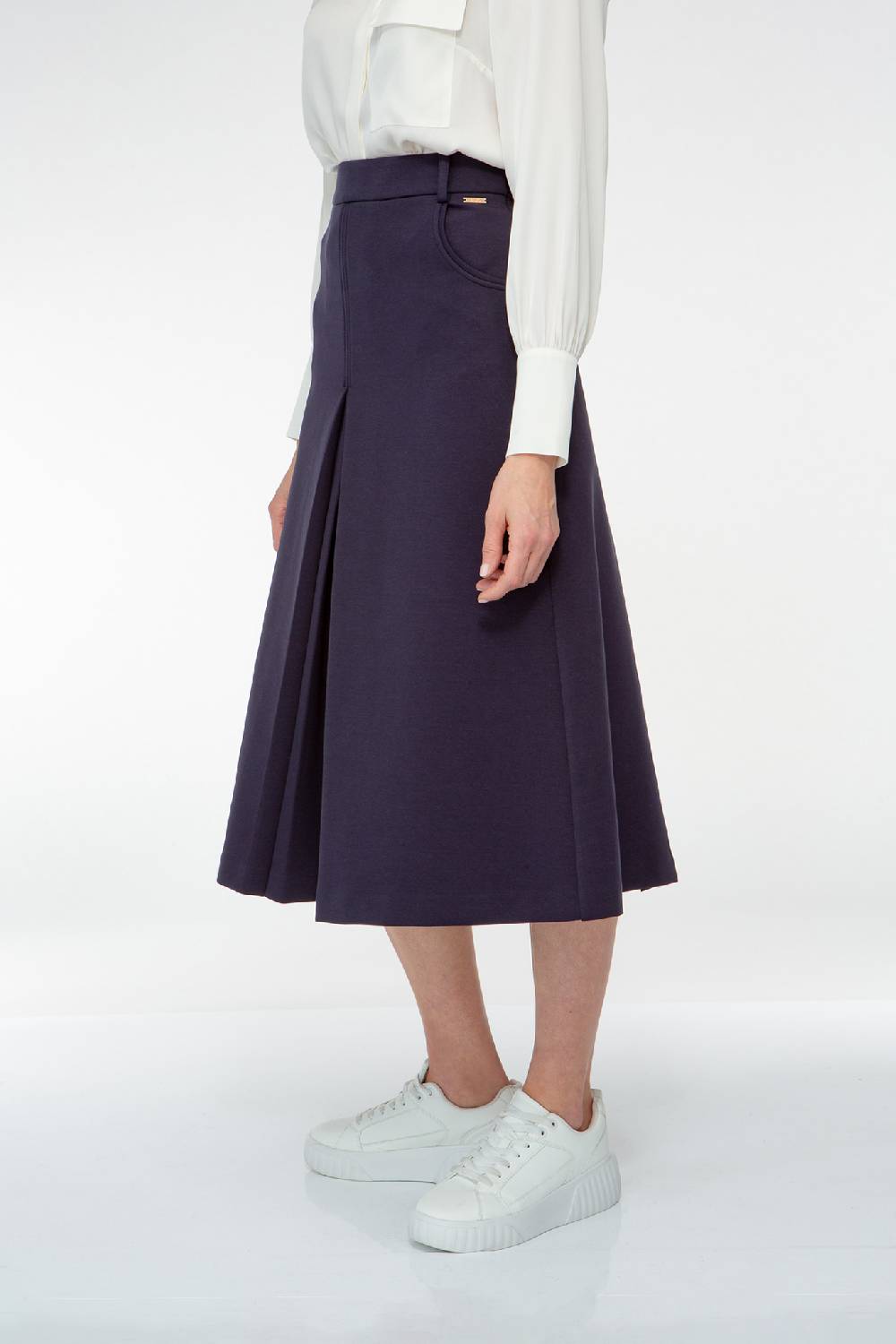 IVI GmbH SOLID JERSEY Midirock mit Kellerfalte navy Günstiger Verkauf