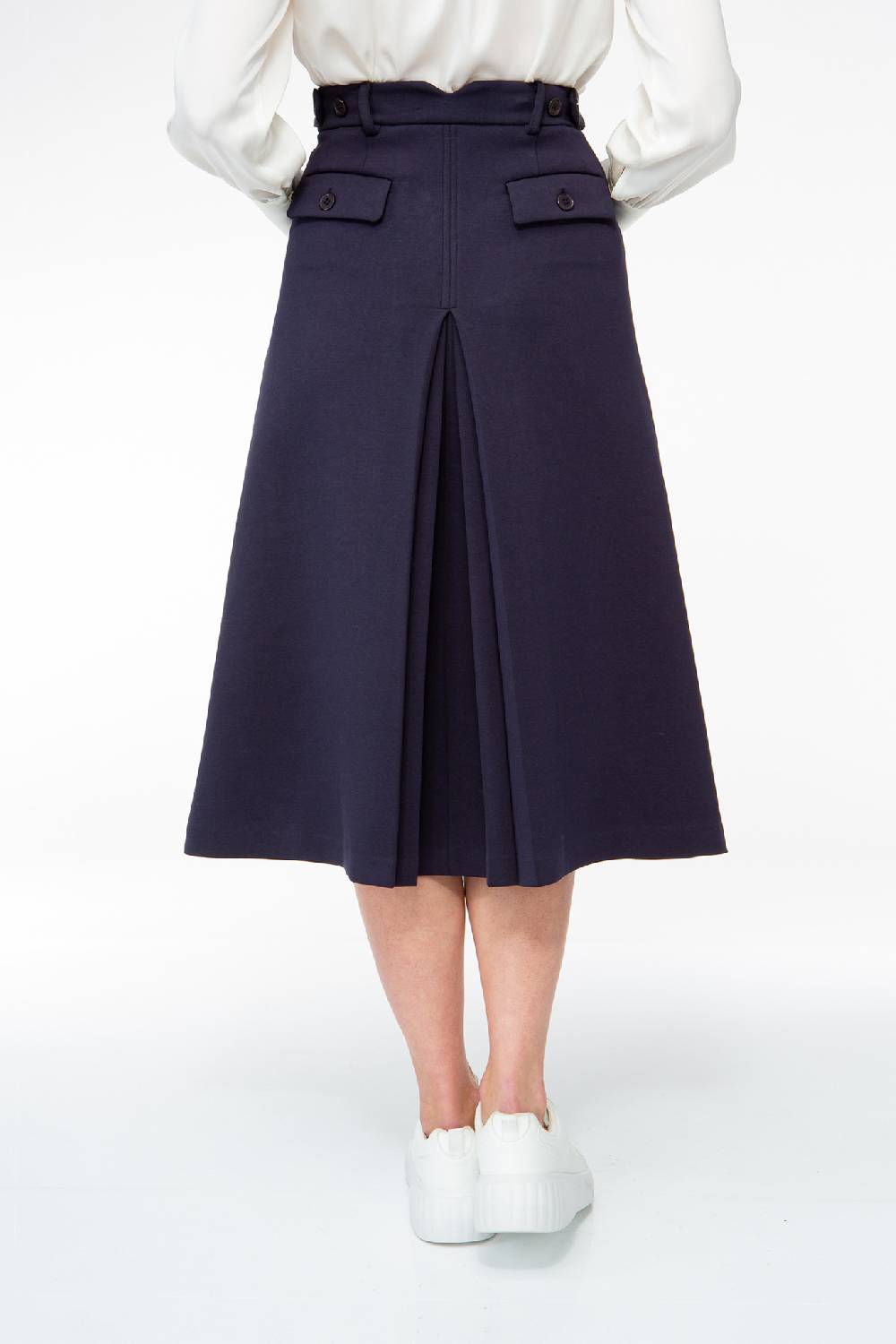 IVI GmbH SOLID JERSEY Midirock mit Kellerfalte navy Günstiger Verkauf
