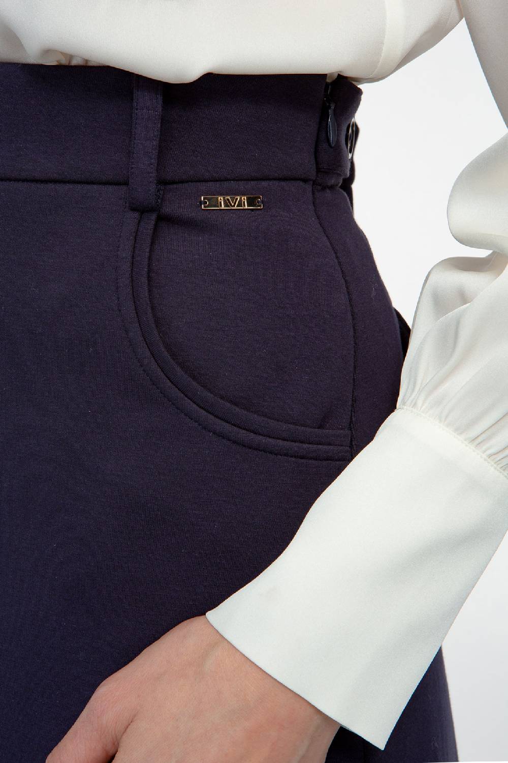 IVI GmbH SOLID JERSEY Midirock mit Kellerfalte navy Günstiger Verkauf