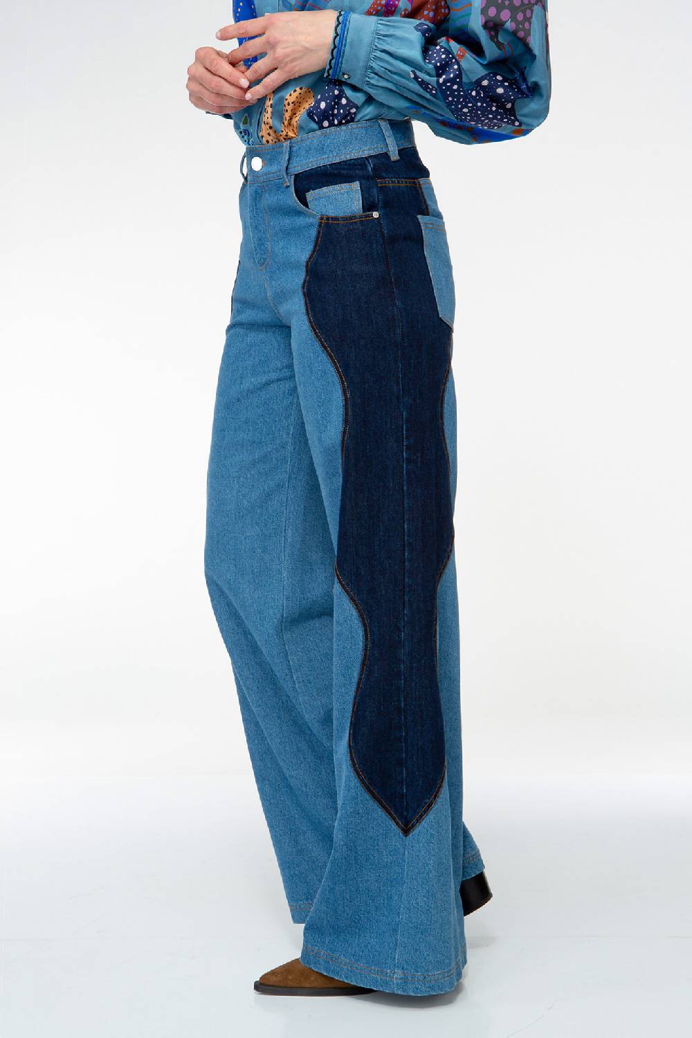 IVI GmbH DENIM Jeans mit weitem Bein und Patch Günstiger Verkauf