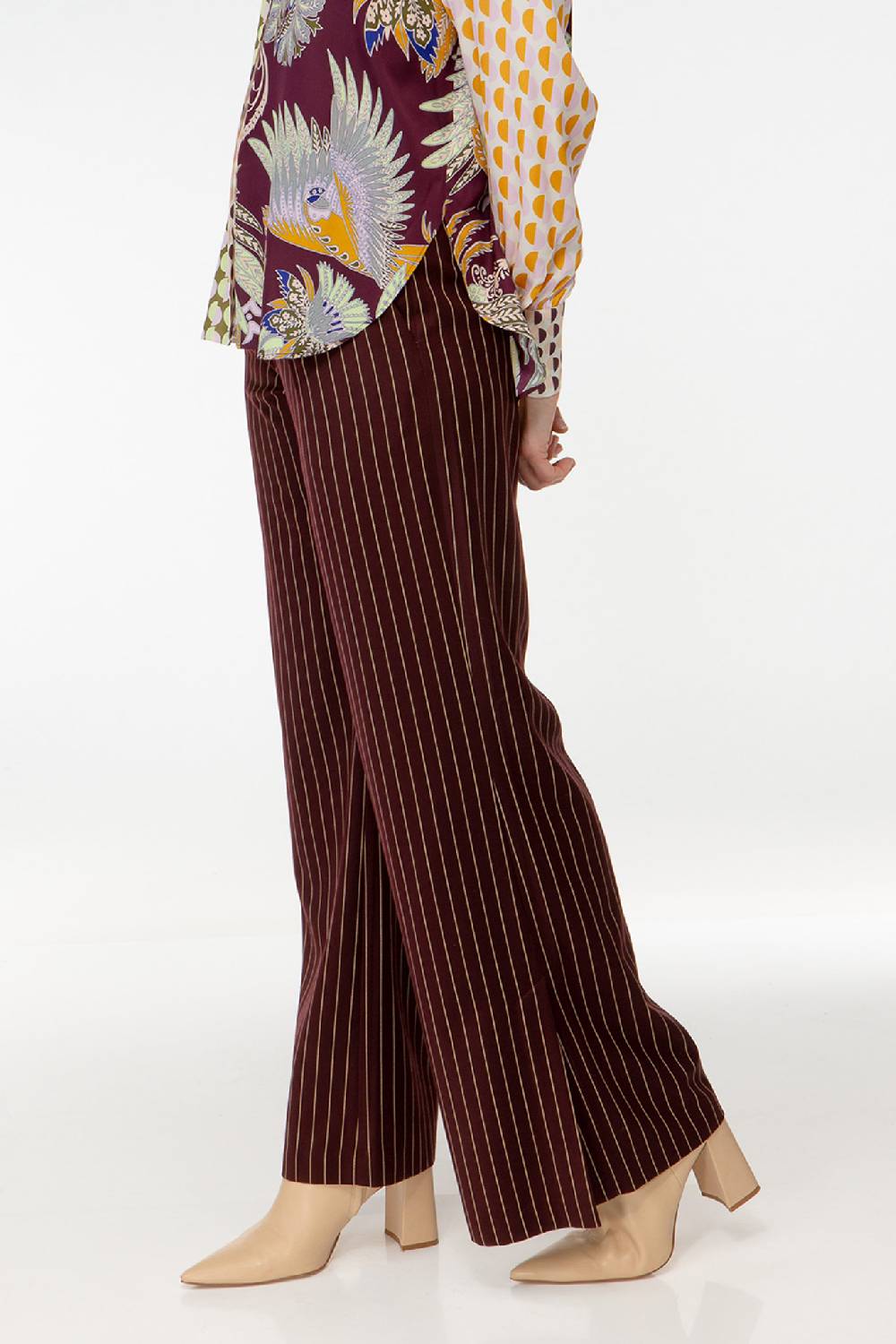 IVI GmbH PINSTRIPE Anzughose mit weitem Bein aubergine Meist gekauft