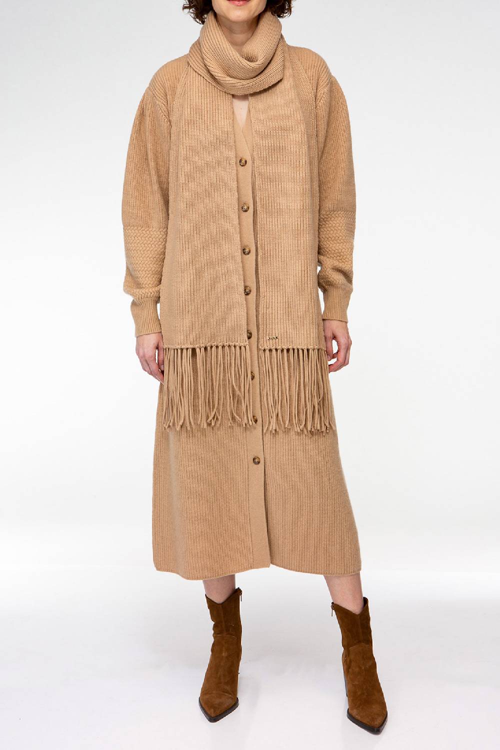 IVI GmbH SOLID KNIT Langer Schal mit Fransen camel Fabrikverkauf