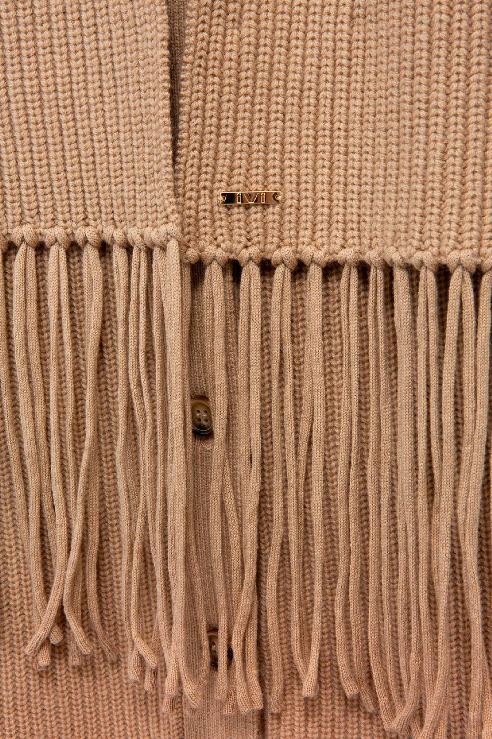 IVI GmbH SOLID KNIT Langer Schal mit Fransen camel Fabrikverkauf