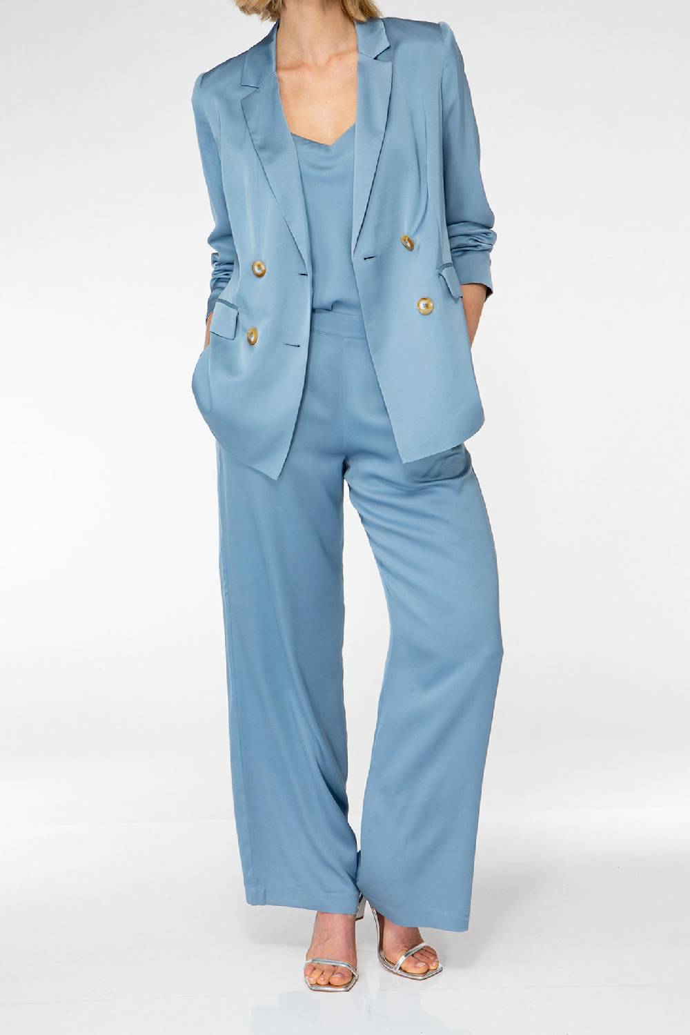 IVI GmbH SOLID SILK Seidenhose mit weitem Bein hellblau Auslauf