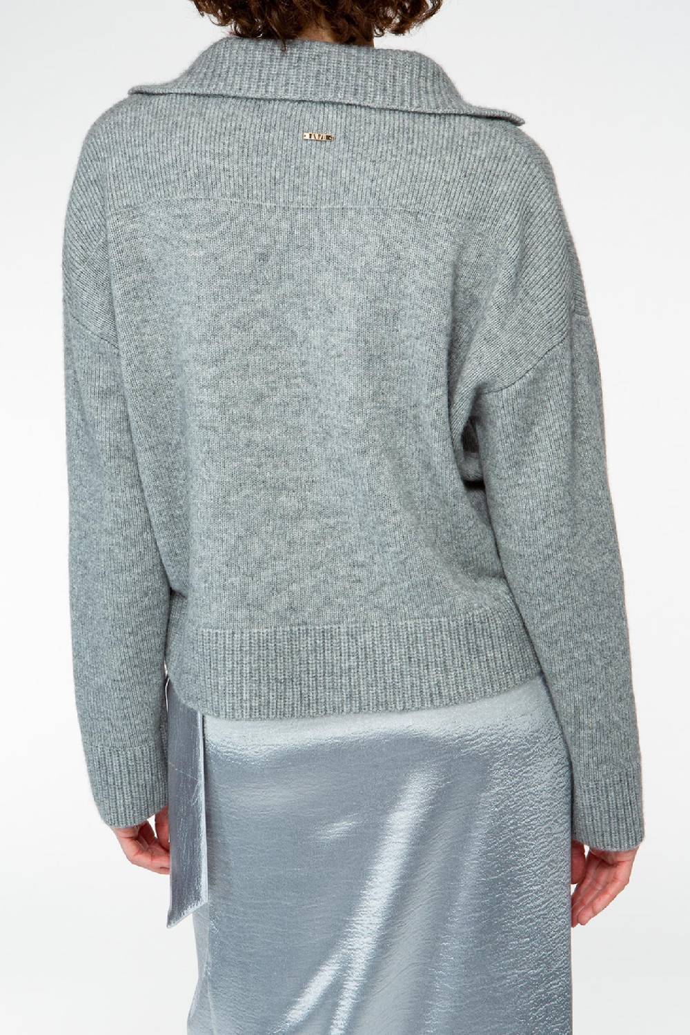 IVI GmbH SOLID KNIT Pullover im Troyer-Look grau-melange Fabrikverkauf