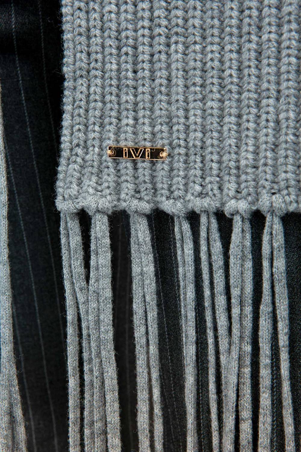 IVI GmbH SOLID KNIT Langer Schal mit Fransen grau-melange Blitzverkäufe