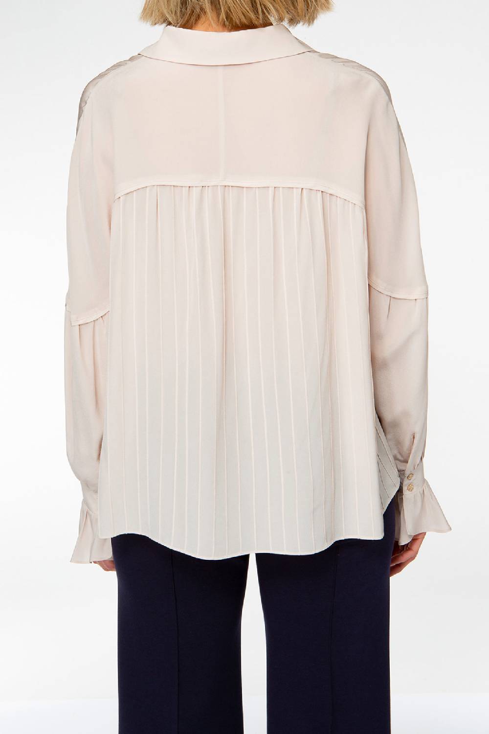 IVI GmbH FANCY Plissé Bluse aus Seiden-Georgette taupe im Angebot