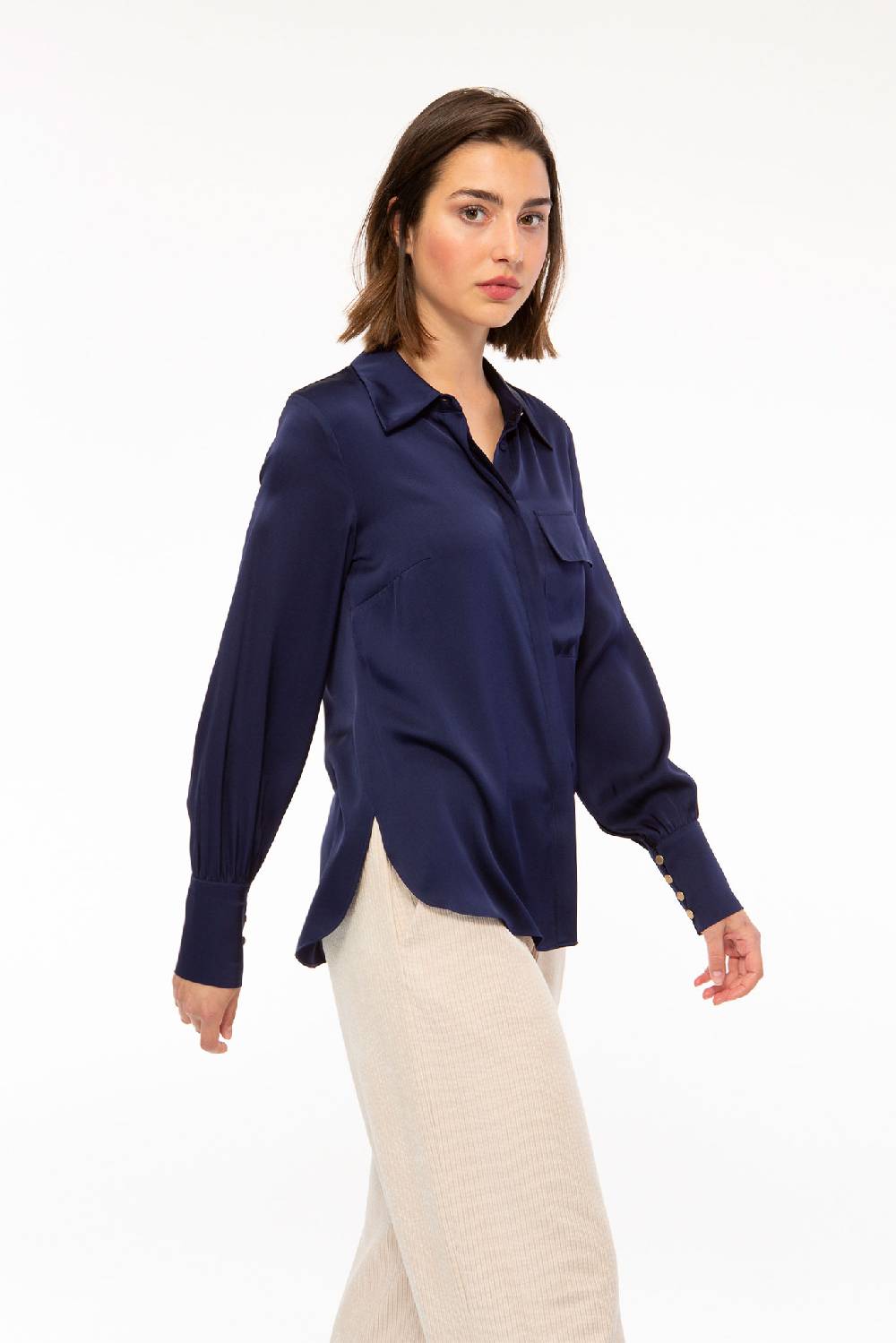 IVI GmbH SOLID SILK Hemdbluse navy Verkauf