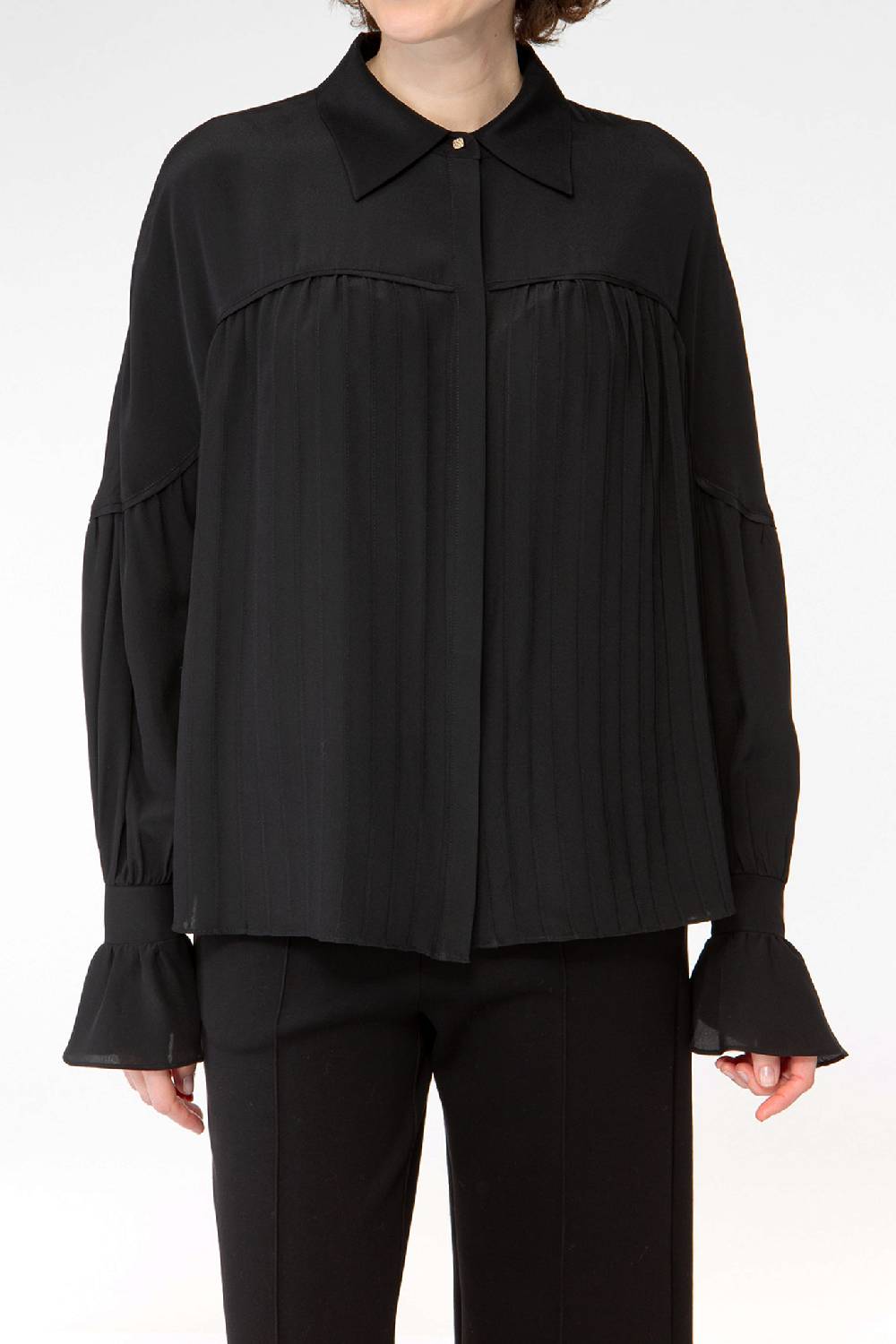 IVI GmbH FANCY Plissé Bluse aus Seiden-Georgette schwarz Hotsell