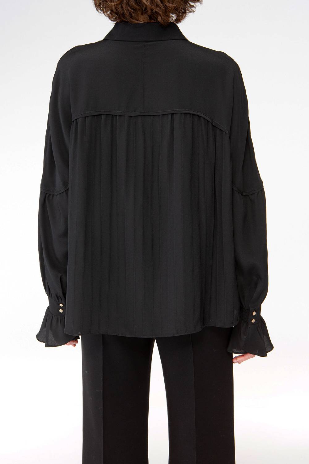 IVI GmbH FANCY Plissé Bluse aus Seiden-Georgette schwarz Hotsell
