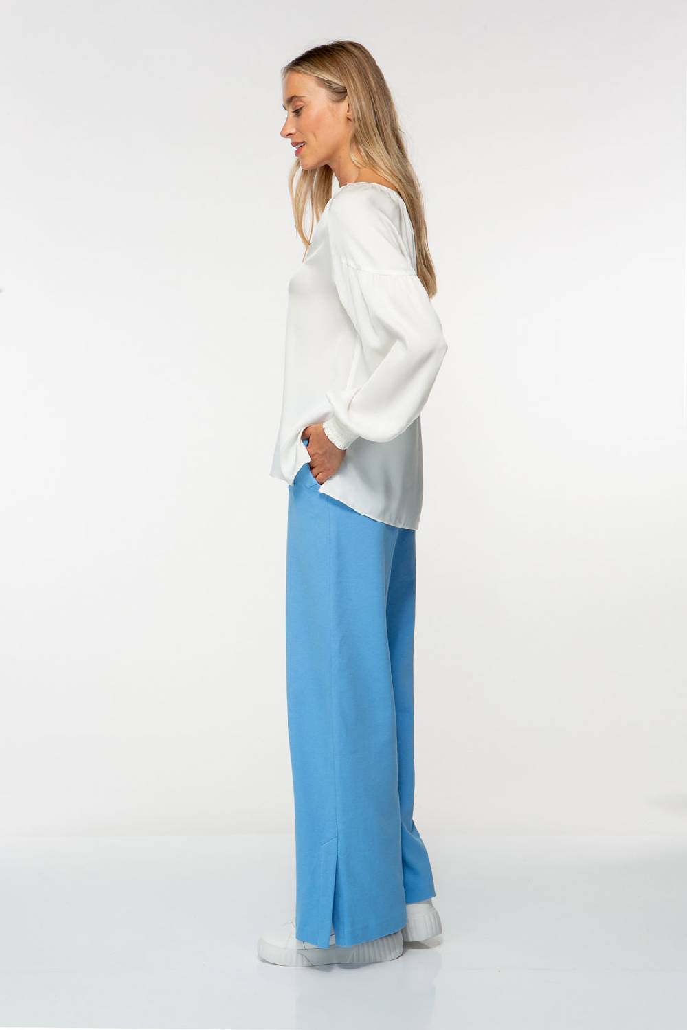 IVI GmbH SOLID SILK Seidenbluse mit Kräuseln weiß im Angebot