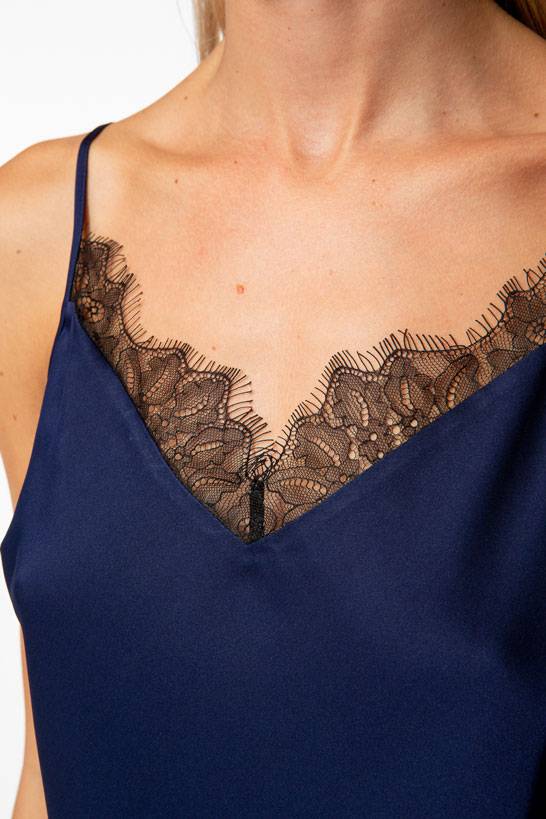 IVI GmbH SOLID SILK Top mit Spitze navy Günstiger Verkauf