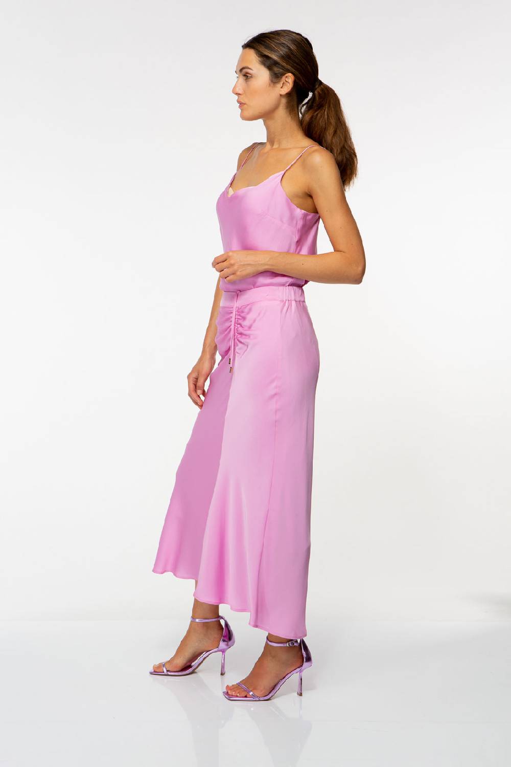 IVI GmbH SOLID SILK Seidenrock mit Raffung pink orchid Angebote