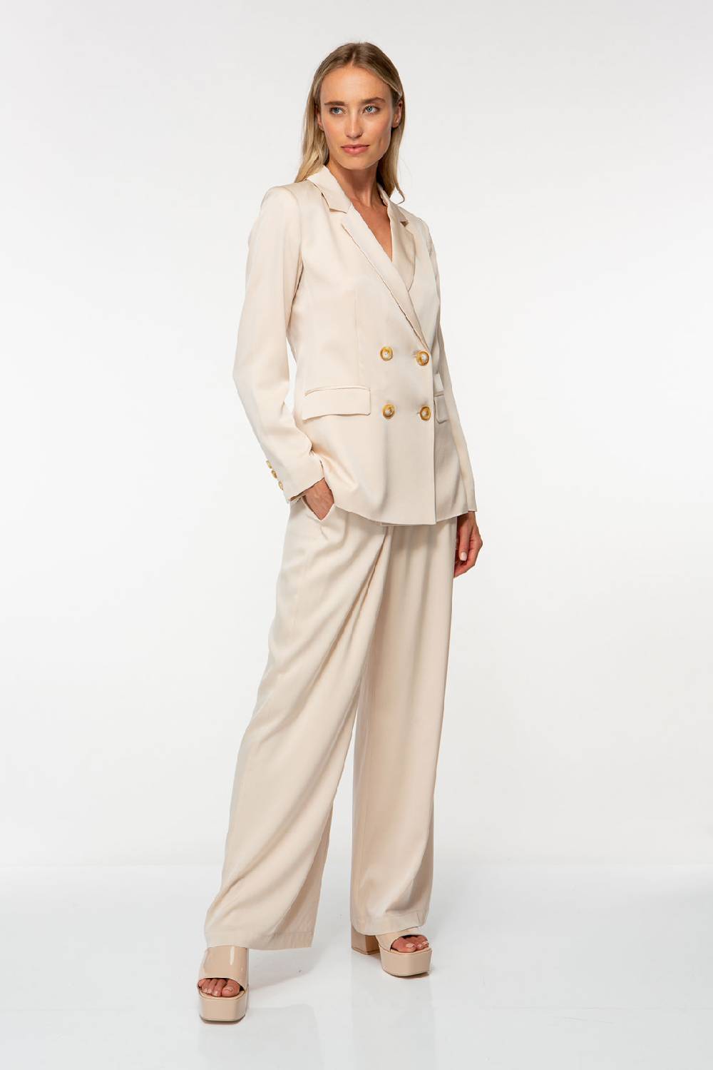 IVI GmbH SOLID SILK Seidenblazer light sand Fabrikverkauf
