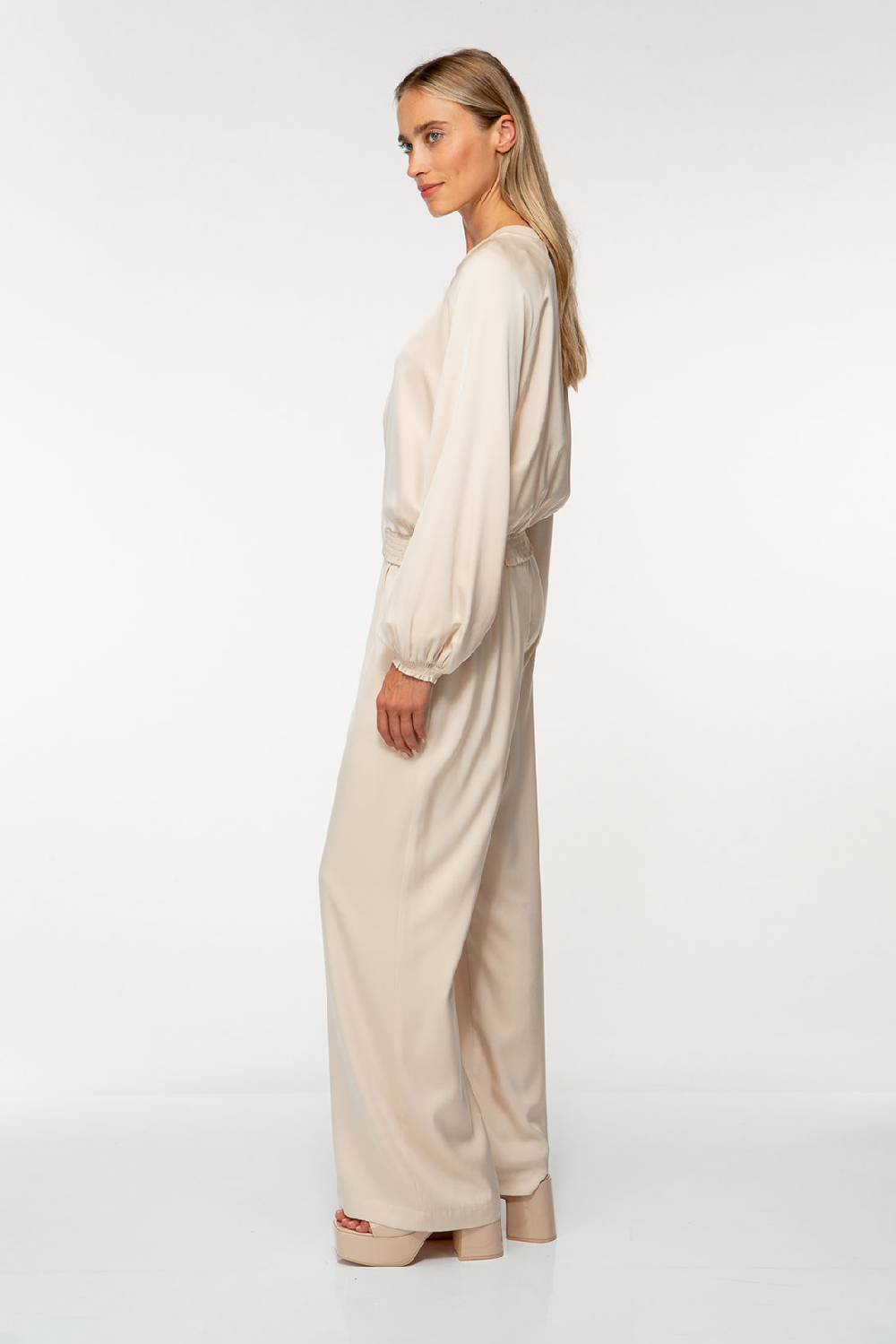 IVI GmbH SOLID SILK Seidenhose mit weitem Bein light sand Blitzverkäufe