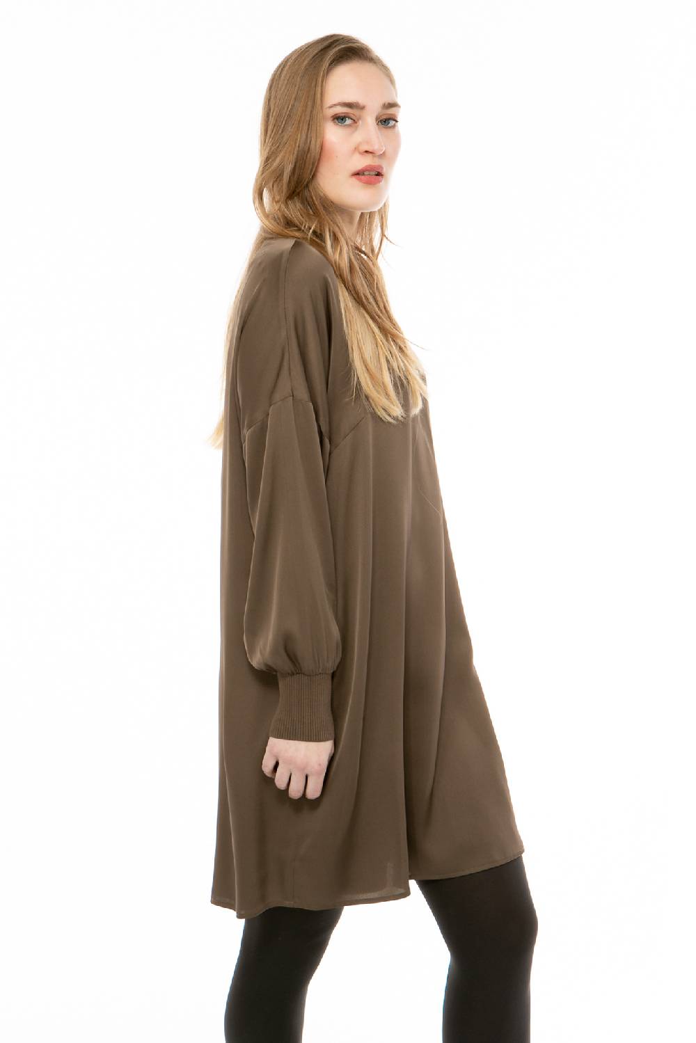 IVI GmbH SOLID SILK Tunika-Kleid olive im Angebot