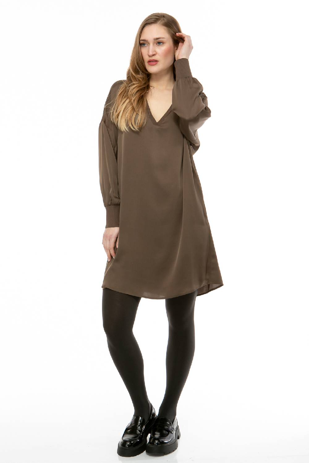 IVI GmbH SOLID SILK Tunika-Kleid olive im Angebot