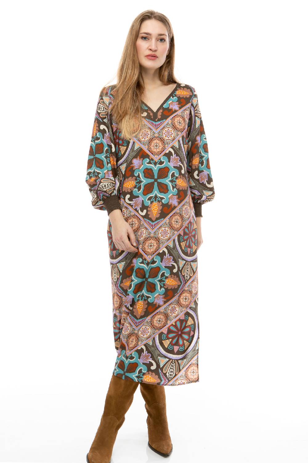 IVI GmbH VINTAGE FLOWERS Kleid olive im Angebot