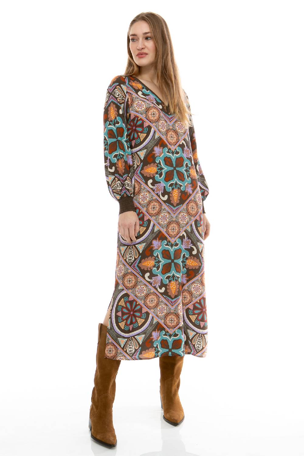 IVI GmbH VINTAGE FLOWERS Kleid olive im Angebot