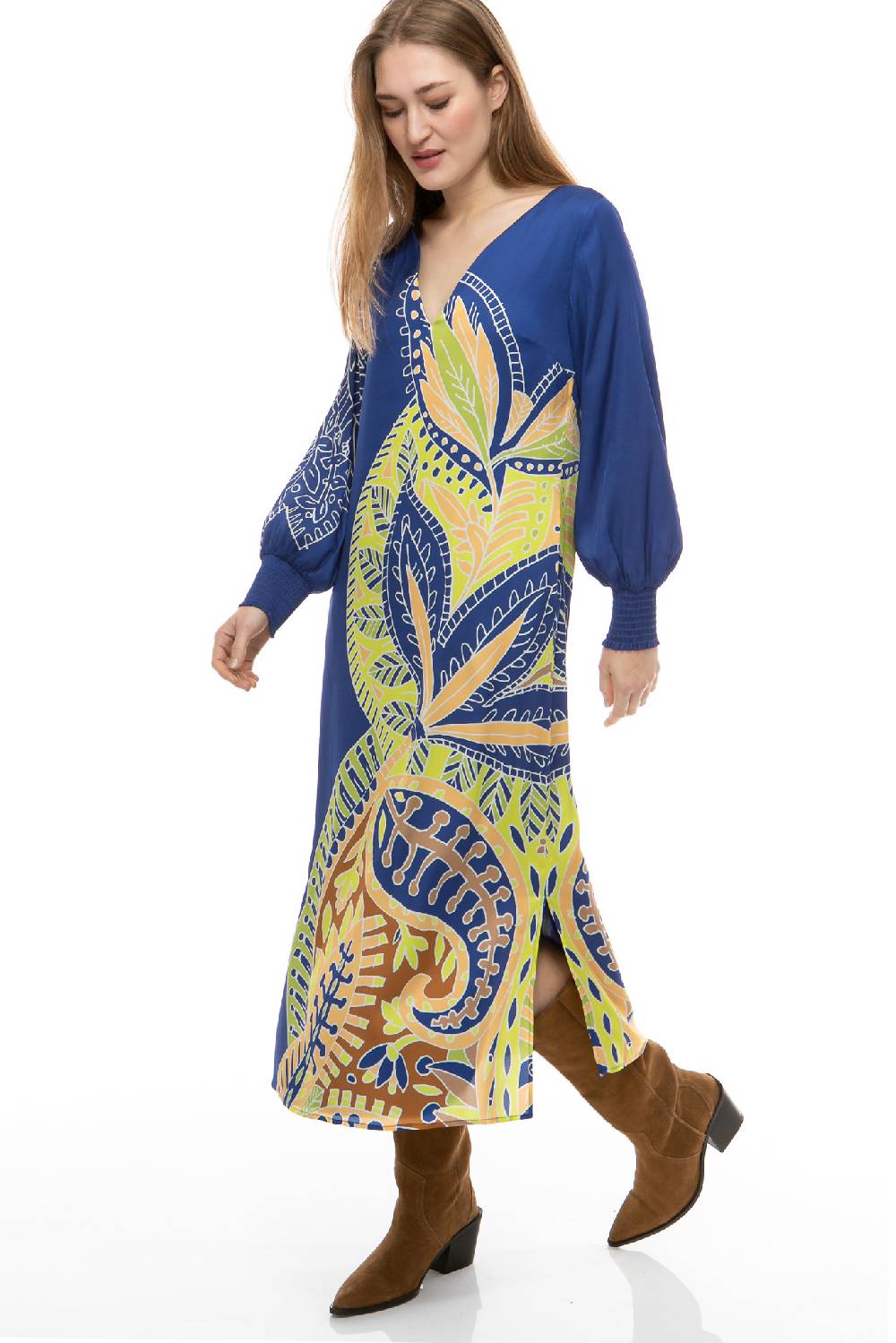 IVI GmbH PAISLEY Seidenkleid blau Schlussverkauf