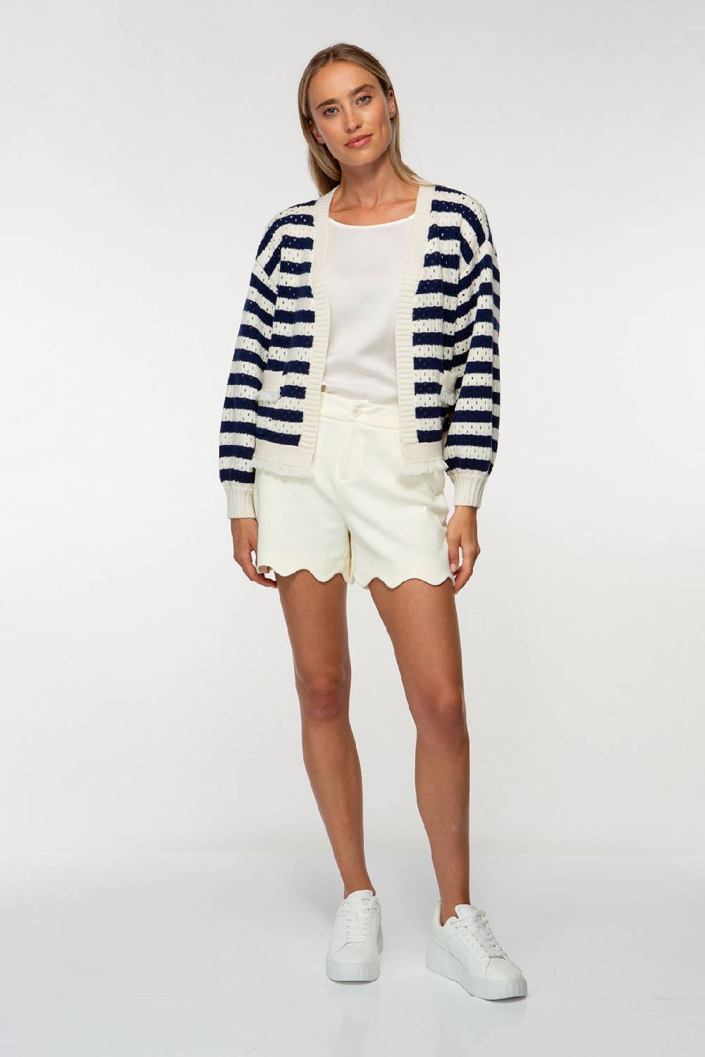 IVI GmbH SOLID KNIT Boxy Cardigan mit Streifen Angebote