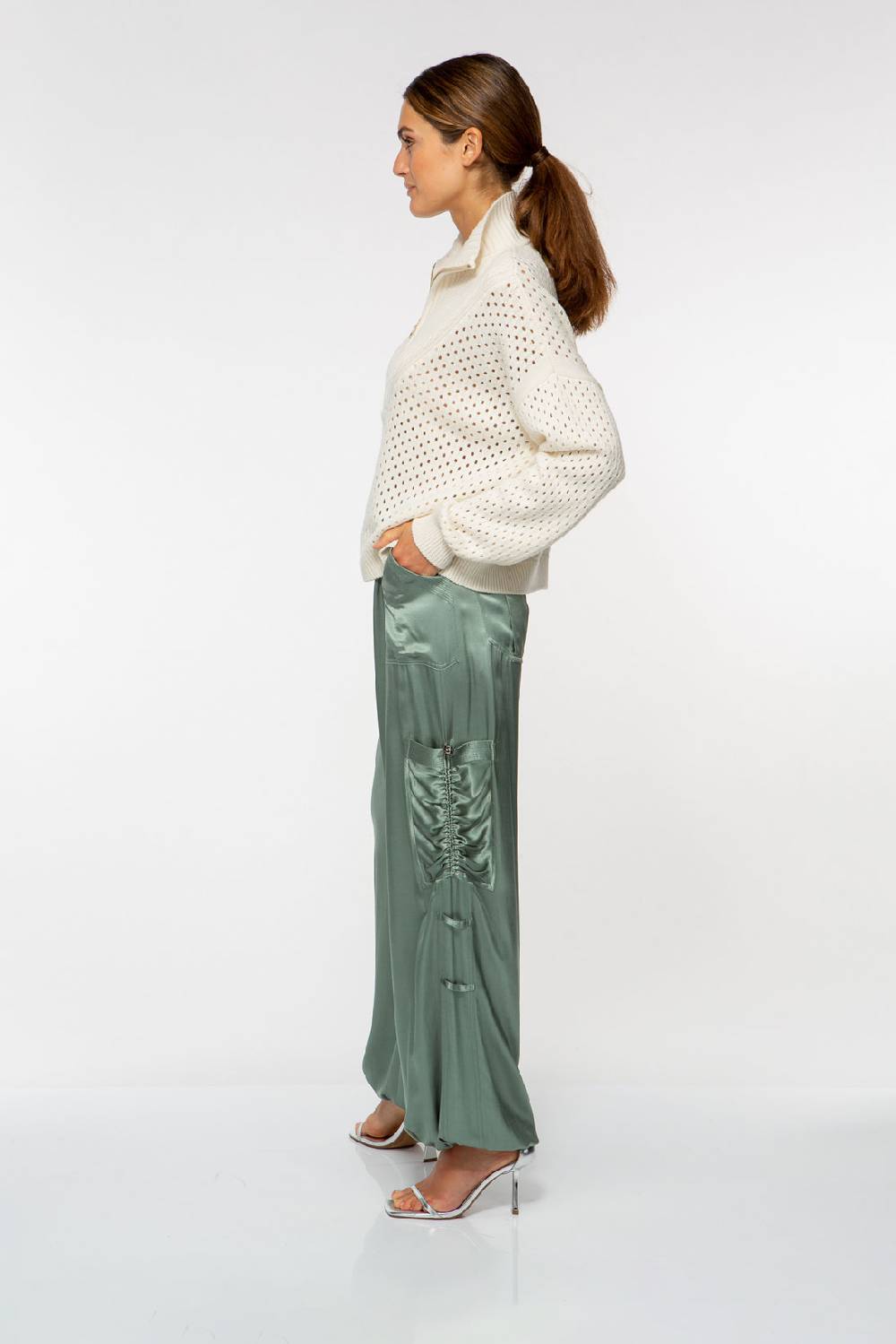 IVI GmbH SATEEN Hose mit Cargo Details thyme Verkauf
