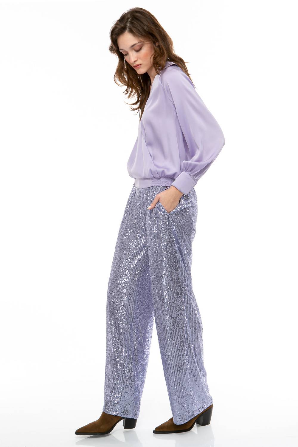 IVI GmbH SEQUINS Hose lila Schlussverkauf