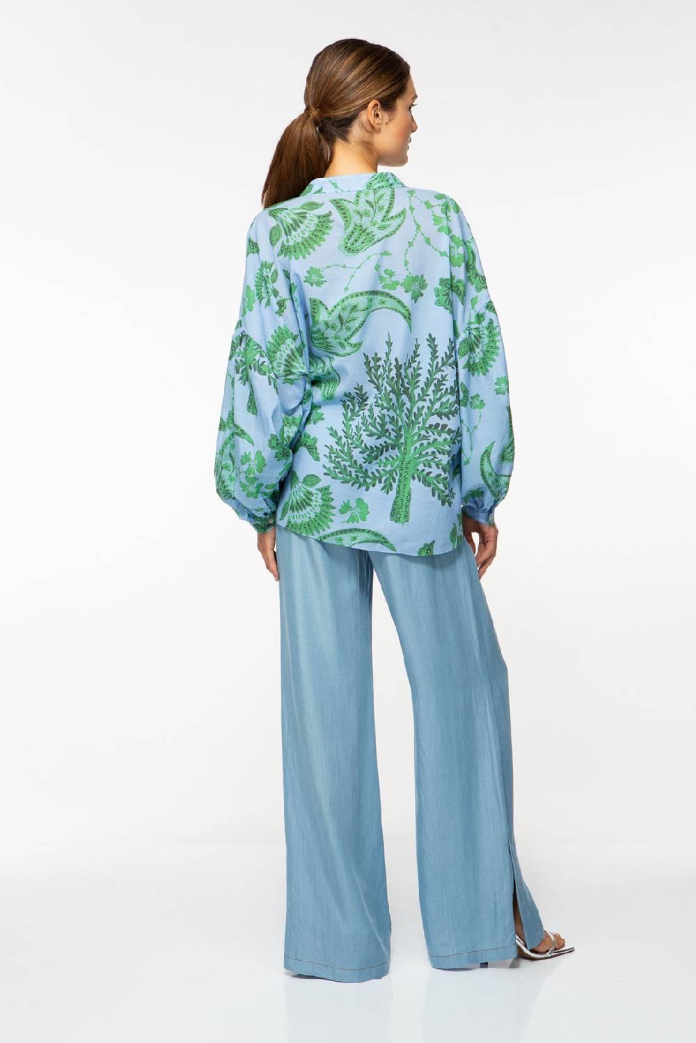 IVI GmbH CORAL FLOWER Baumwollbluse mit Print ocean Fabrikverkauf
