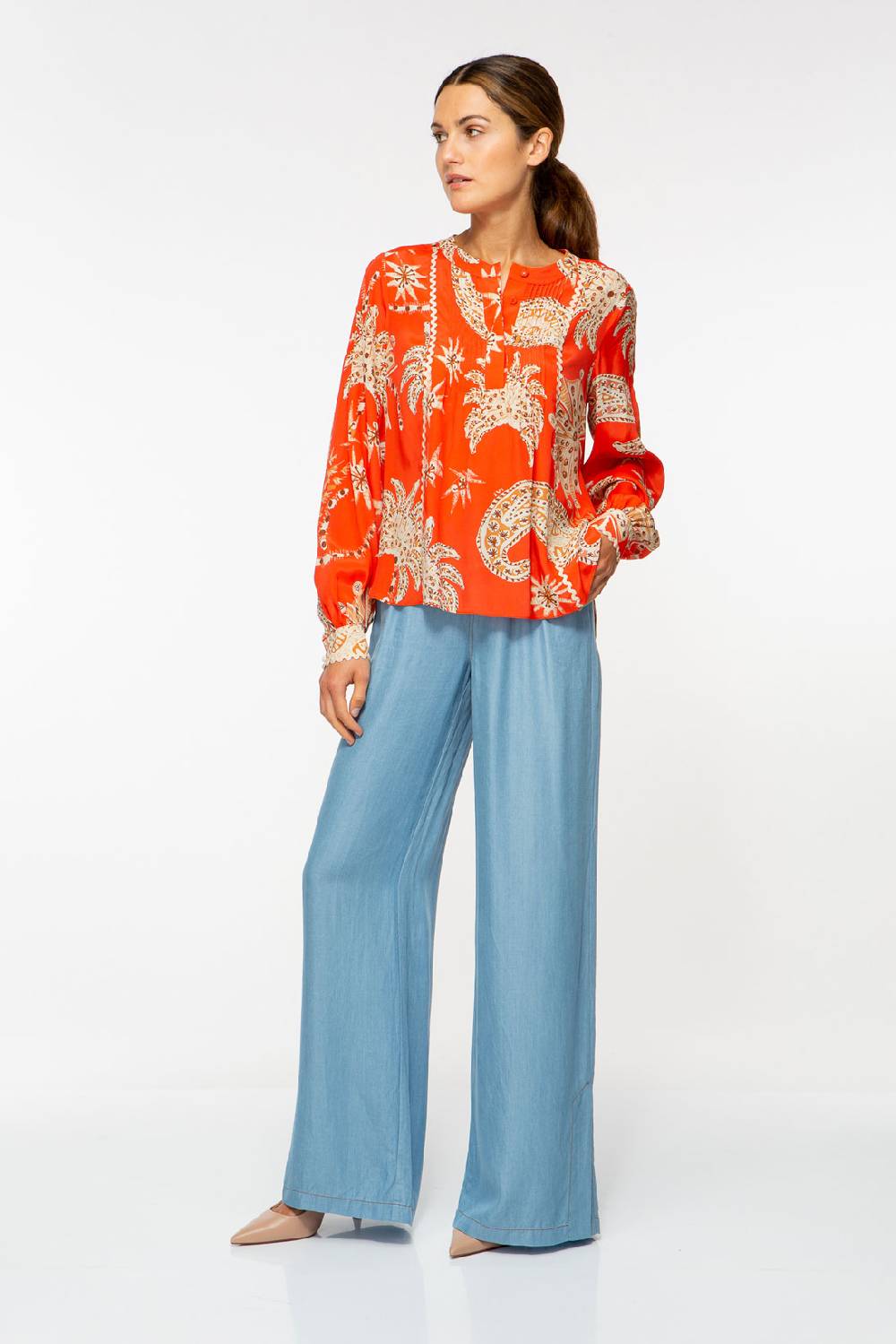 IVI GmbH PALM VIBES Seidenbluse mit Biesen rot Online