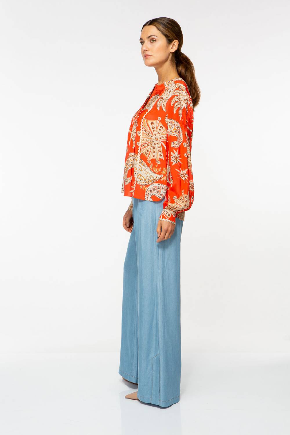 IVI GmbH PALM VIBES Seidenbluse mit Biesen rot Online