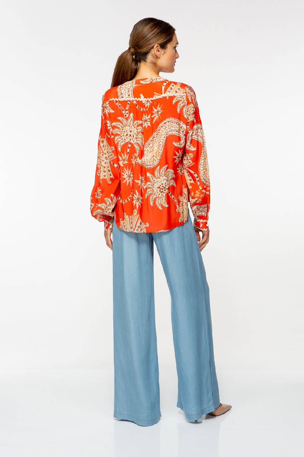 IVI GmbH PALM VIBES Seidenbluse mit Biesen rot Online