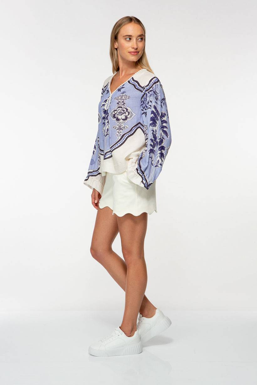IVI GmbH ORIENTAL GARDENS Baumwollbluse sky Auslauf