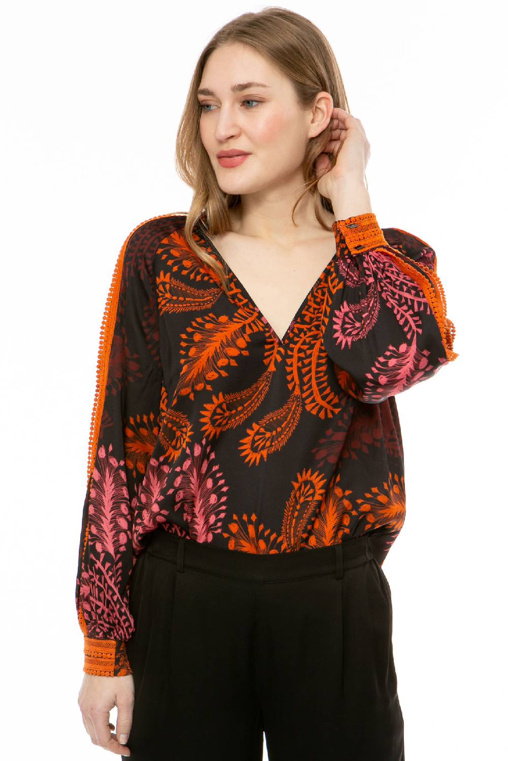 IVI GmbH WILD HERBS Bluse mit Stickdetails schwarz Hotsell