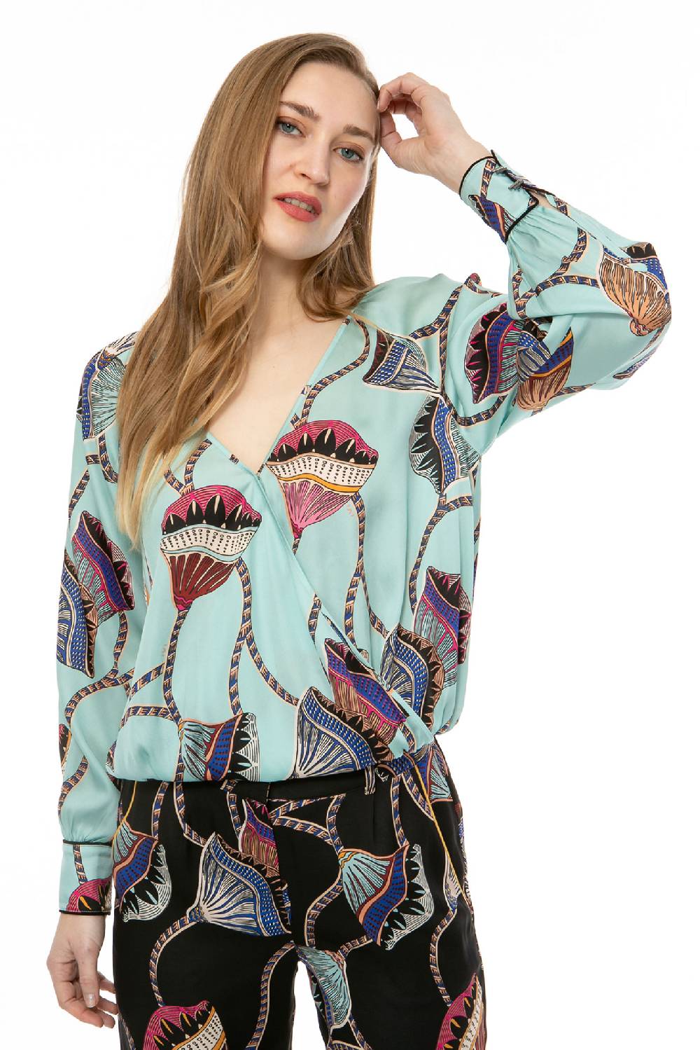 IVI GmbH LOTUS BLOSSOM Wickelbluse türkis Begrenzt auf 3 Tage