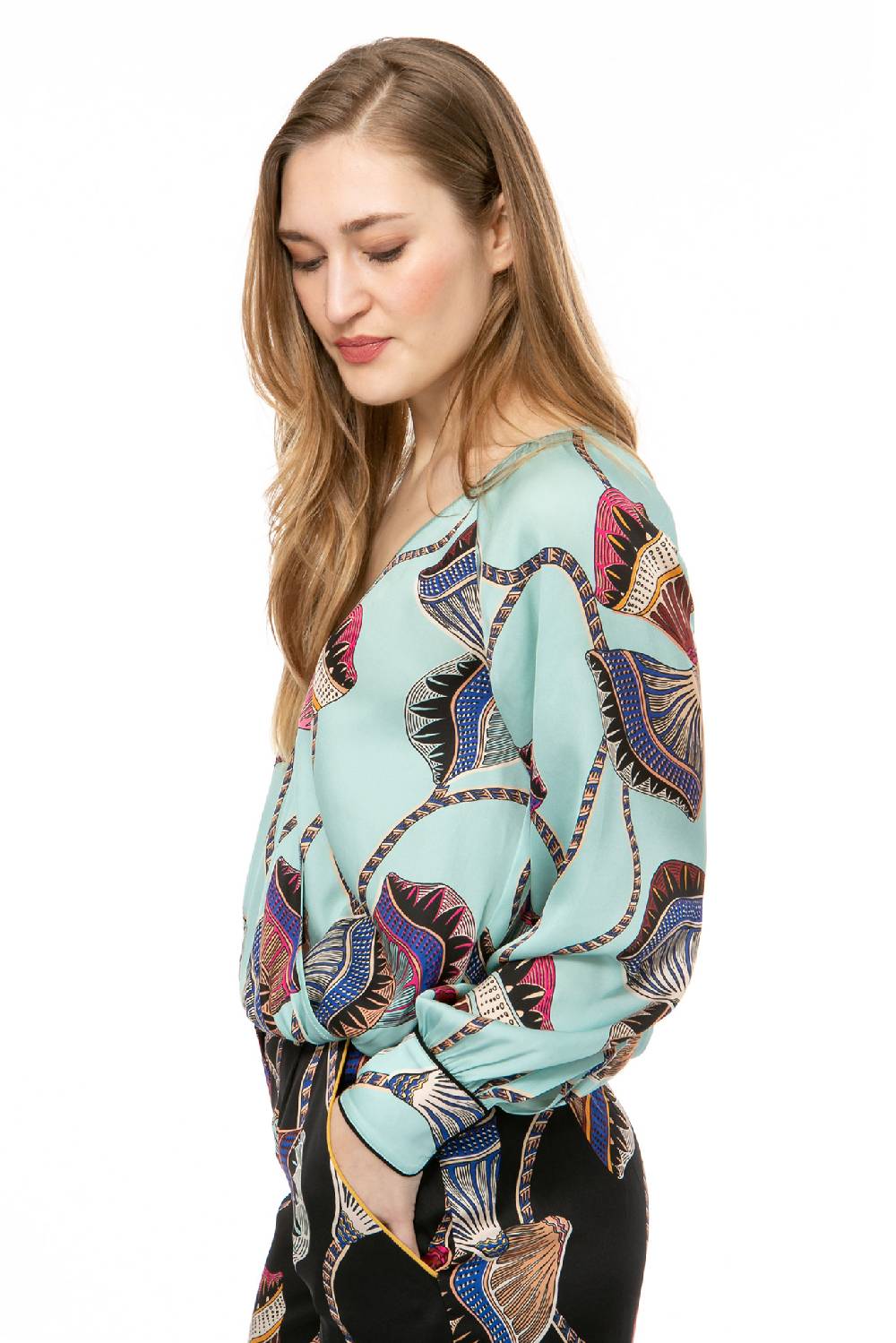 IVI GmbH LOTUS BLOSSOM Wickelbluse türkis Begrenzt auf 3 Tage