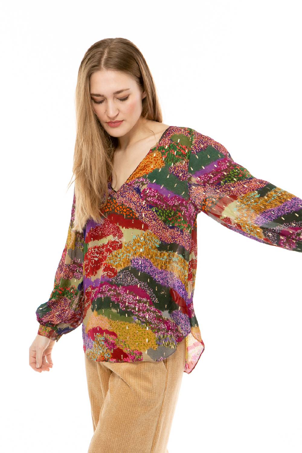 IVI GmbH FLOWER FIELDS Organza Bluse multicolor Rabatte dieses Monats