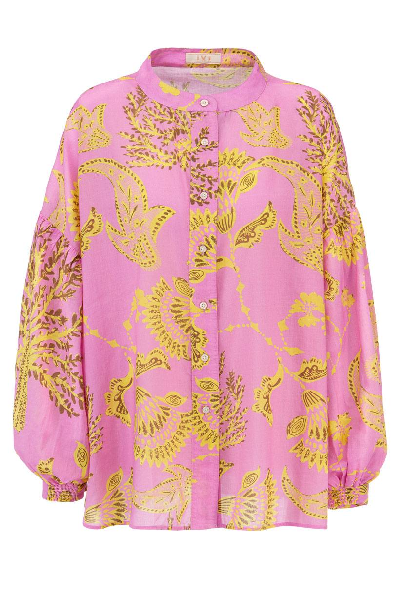IVI GmbH CORAL FLOWER Baumwollbluse mit Print pink Fabrikpreis
