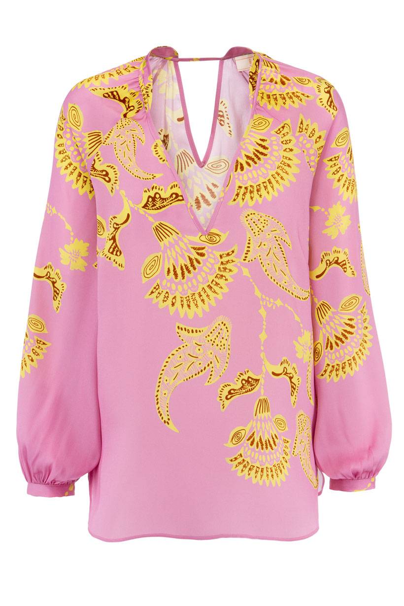 IVI GmbH CORAL FLOWER Seidenbluse mit Print pink Sonderangebot