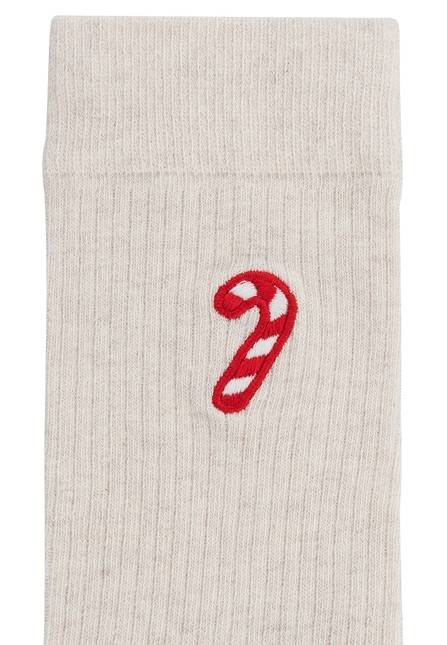 Melawear Unisex Gerippte Socken Stickerei 1er Pack Schlussverkauf