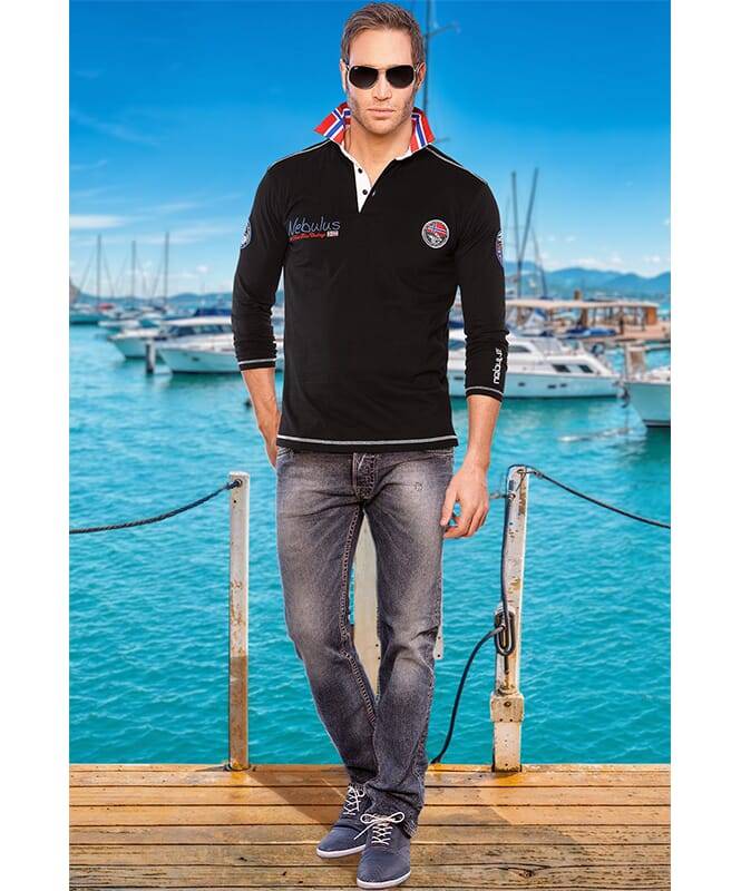 Nebulus Poloshirt langarm BENTY Herren Fabrikverkauf