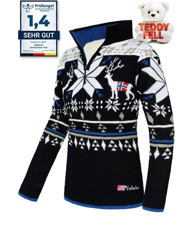Nebulus Norweger Strickpulli mit Teddyfell FRIA Damen Schlussverkauf